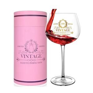 40th Birthday Gifts Women, Vintage 1985 Wine Glass